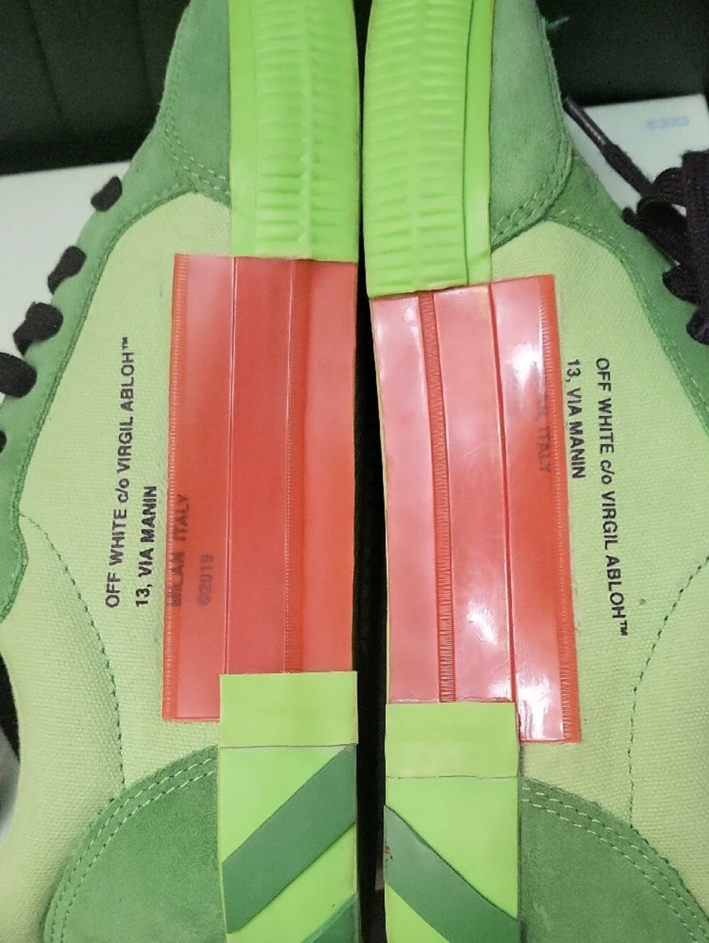 Off-White Green and Black Low-Top Sneakers